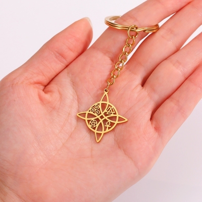 Ensemble cadeau de porte-clés en acier inoxydable pour la fête des mères 2024 Sorcière/Nœud Acrylique 2cm*15cm