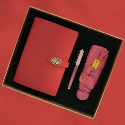 - Un ensemble de cadeaux chic pour les affaires, un cahier, un stylo, un parapluie pour les affaires.