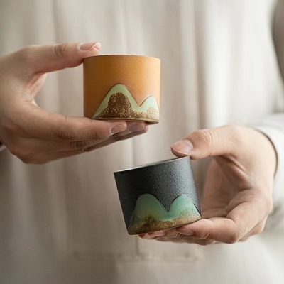 Coupe de thé à logo personnalisable en céramique chinoise rétro pour l'agriculture