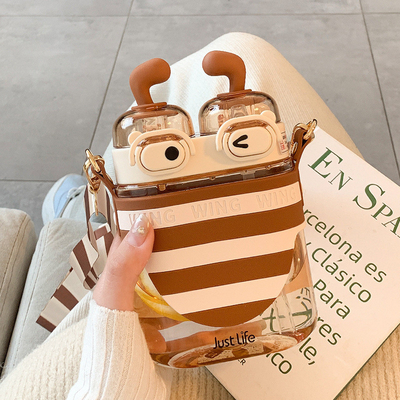 Idée cadeau pour les employés Cute Bee Plastic Straw Cup