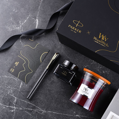 Le stylo à encre en or noir WoodWick Aromathérapie Set cadeau noir pour anniversaire