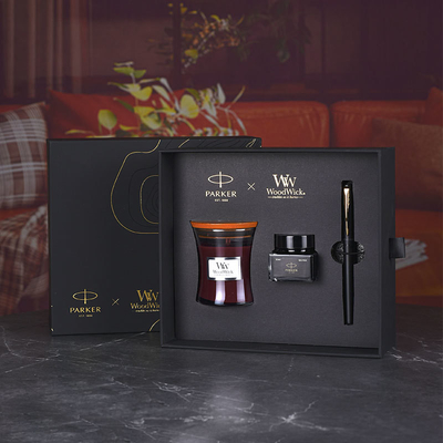 Le stylo à encre en or noir WoodWick Aromathérapie Set cadeau noir pour anniversaire