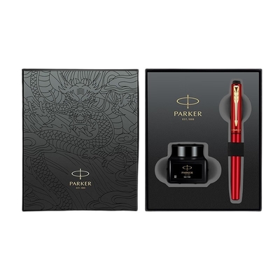 Boîte cadeau d'affaires de la série Parker Yulong et stylo Weiya XL Jiaolong/Noir Rouge édition spéciale en or