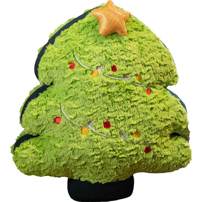 Coussin d'arbre de Noël pour l'occasion de la remise des diplômes avec une simulation d'orignal et un dessin de bonhomme de neige