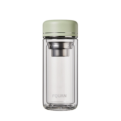 Coupe de verre à double couche à haute teneur en borosilicate avec cloison à thé et impression UV