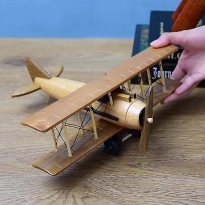 Impression à écran de soie Modèle d'avion en bois vintage pour la décoration de bureau à domicile créative