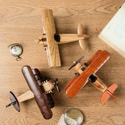 Impression à écran de soie Modèle d'avion en bois vintage pour la décoration de bureau à domicile créative