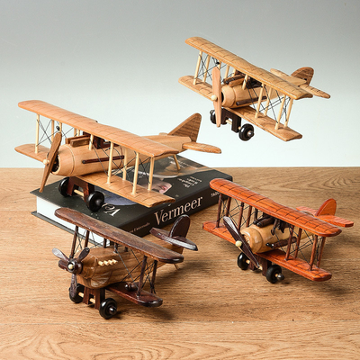 Impression à écran de soie Modèle d'avion en bois vintage pour la décoration de bureau à domicile créative
