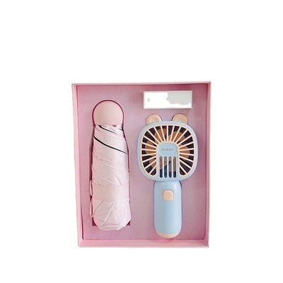 Nouveauté Cadeaux Cool Caisse de cadeaux d'affaires d'été Set de bande dessinée Parapluie de ventilateur portable