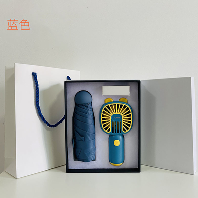 Nouveauté Cadeaux Cool Caisse de cadeaux d'affaires d'été Set de bande dessinée Parapluie de ventilateur portable