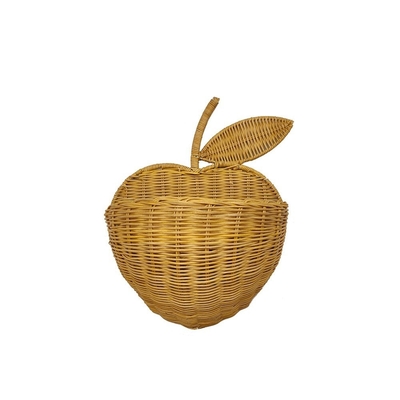 Impression à écran de soie artisanale en rotin tissé panier de stockage de pommes pour l' organisation à domicile