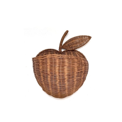 Impression à écran de soie artisanale en rotin tissé panier de stockage de pommes pour l' organisation à domicile