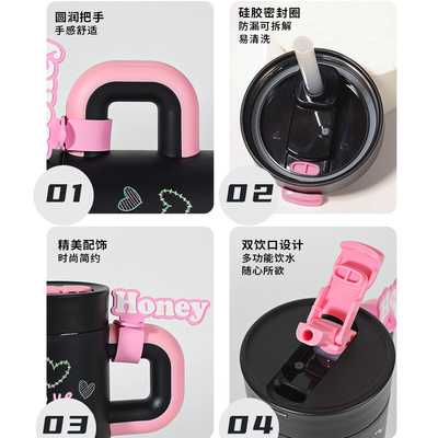 Portable et mignon tasse à eau de paille en acier inoxydable isolée idéal pour toute activité