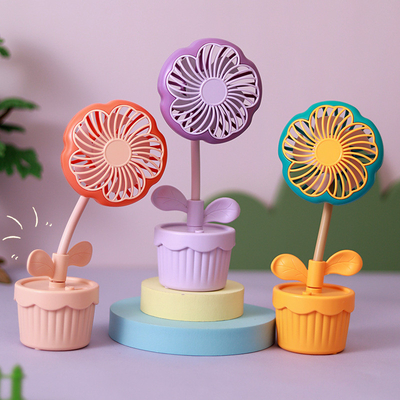 Produits de bureau Ventilateur de plante en pot rechargeable en design de fleurs de dessins animés mignons pour l'été