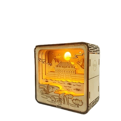 Musée Lumière de lune - Lampe de sculpture en bois chic Une lampe de nuit 3D unique avec impression couleur