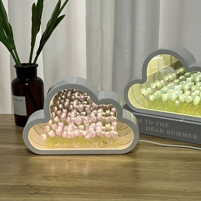 Fabriqué à la main lampe de nuit miroir nuageuse tulipes un objet deux usages idéal pour les cadeaux de nouveauté