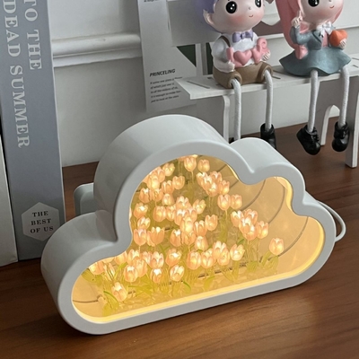Fabriqué à la main lampe de nuit miroir nuageuse tulipes un objet deux usages idéal pour les cadeaux de nouveauté