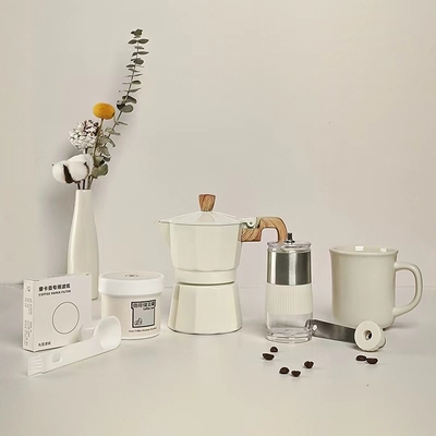 Boîte cadeau à café à sérigraphie à six pièces et broyeur à main