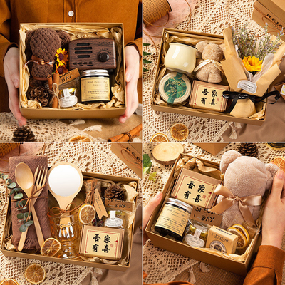 Boîte à cadeaux à gestes à la main de style forestier Nouveauté cadeaux pour demoiselles d'honneur et le marié