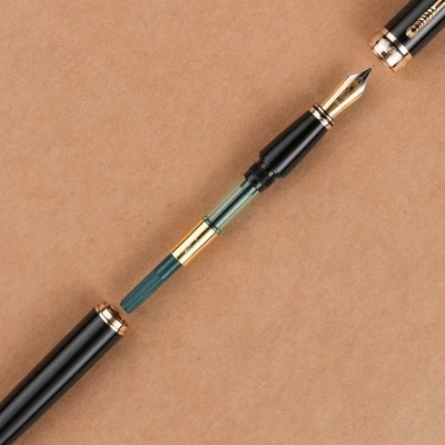 Cadeau d'affaires stylo d'encre à fontaine métallique avec logo personnalisé et impression graphique 1 couleur