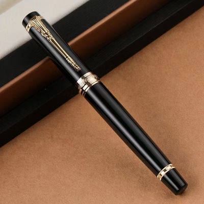 Cadeau d'affaires stylo d'encre à fontaine métallique avec logo personnalisé et impression graphique 1 couleur