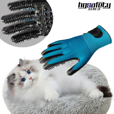 Dépilateur pour animaux de compagnie Gants à pointe métallique Massage bleu Nettoyer et éliminer les poils flottants