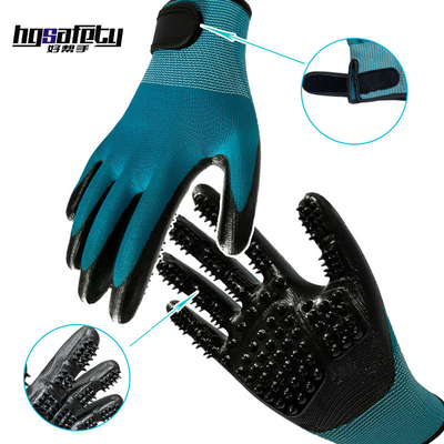 Dépilateur pour animaux de compagnie Gants à pointe métallique Massage bleu Nettoyer et éliminer les poils flottants