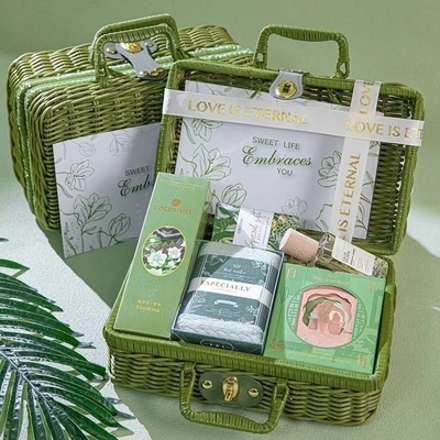 Corbeille de vigne verte cadeau portable fonctionnel pour les relations avec les anciens / réunions de classe