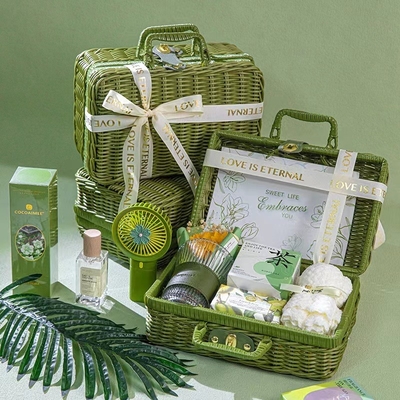 Corbeille de vigne verte cadeau portable fonctionnel pour les relations avec les anciens / réunions de classe