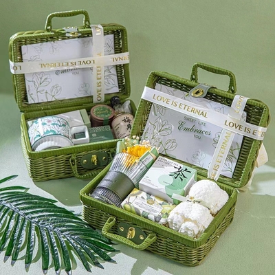 Corbeille de vigne verte cadeau portable fonctionnel pour les relations avec les anciens / réunions de classe