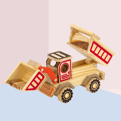 Décoration de l'agence de voyages Essentiel modèle de bulldozer en bois fait à la main avec 2 couleurs