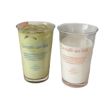 350 ml Ins Mode Text Imprimer une tasse en verre pour une tasse d'eau rétro Une tasse de café glacé une tasse de jus de thé