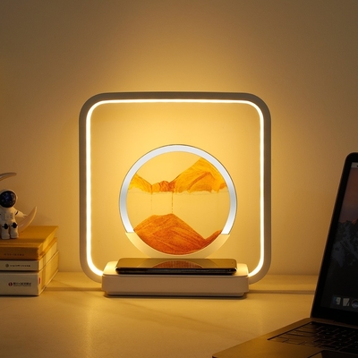 Chargement sans fil LED Lumière USB Touch 3 couleurs de sable coulant peinture de la lampe de table pour cadeau unique