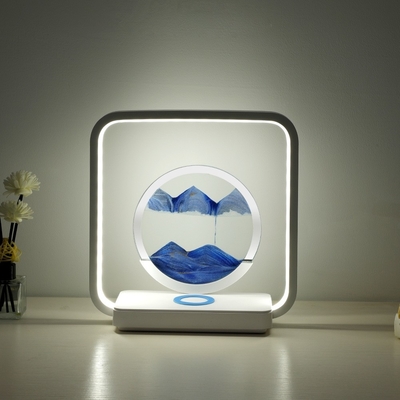 Chargement sans fil LED Lumière USB Touch 3 couleurs de sable coulant peinture de la lampe de table pour cadeau unique