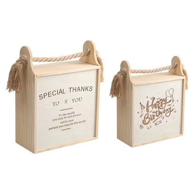 Nouveauté cadeaux Fin panier en bois porte-porte avec corde de chanvre et occasion de remise des diplômes