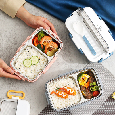 Logo personnalisé 304 en acier inoxydable Boîte de bento avec chauffage de l'eau et ustensiles de table Idéal