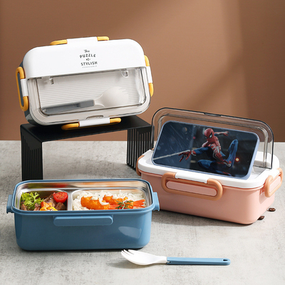 Logo personnalisé 304 en acier inoxydable Boîte de bento avec chauffage de l'eau et ustensiles de table Idéal