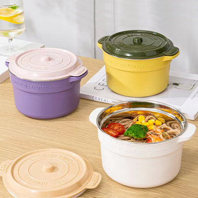Bénéfices pour les employés Boîte de déjeuner en acier inoxydable 304 avec couvercle bol de riz et grand bol de soupe