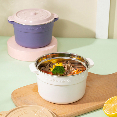Bénéfices pour les employés Boîte de déjeuner en acier inoxydable 304 avec couvercle bol de riz et grand bol de soupe