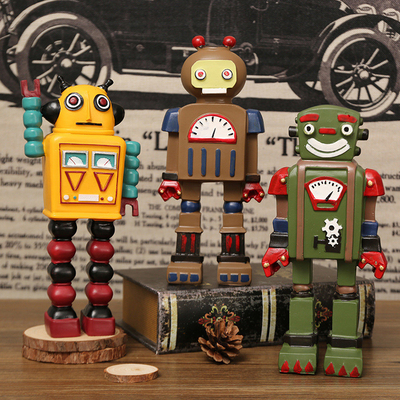 Décorations de fenêtres et artisanat pour la fête des pères Décorations de modèles de robots rétro