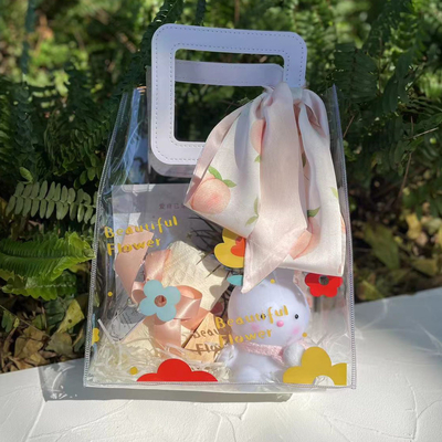 Festival de la déesse sac à main imprimé en PVC ensemble lapin nuit lumière arc tassel serviette et blanc pêche bonbons durs