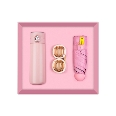 Ensemble de trois pièces d'été goutte à goutte d'eau affichage numérique tasse cou ventilateur pliant cadeaux parapluie