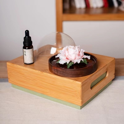 1 Ensemble de broyage de fleurs en céramique à l'impression couleur avec plateau en bambou et boîte cadeau à main