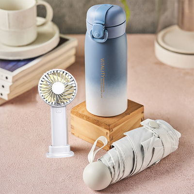 Set de refroidissement d'été en plastique, tasse à eau pour sport, ventilateur portable, parapluie, cadeau de bienvenue
