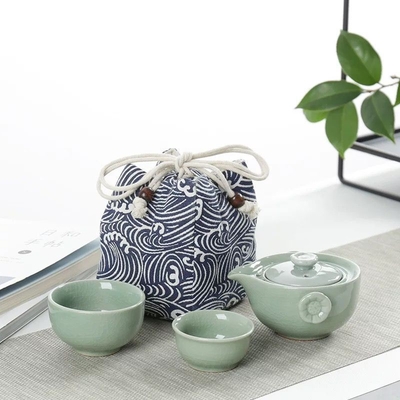 Portable céramique gé fourneau invité rapide tasse un pot deux tasses Set de thé de voyage activité cadeau