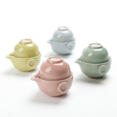 Portable céramique gé fourneau invité rapide tasse un pot deux tasses Set de thé de voyage activité cadeau