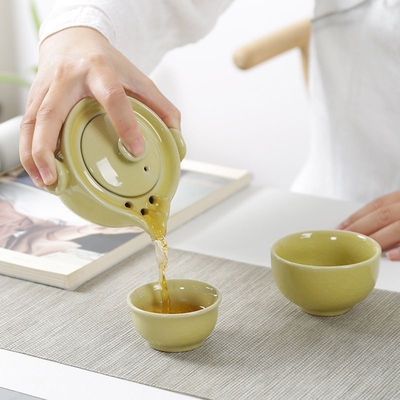 Portable céramique gé fourneau invité rapide tasse un pot deux tasses Set de thé de voyage activité cadeau