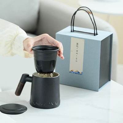 Boîte cadeau à couvercle en céramique pour les tasses de thé à brasser