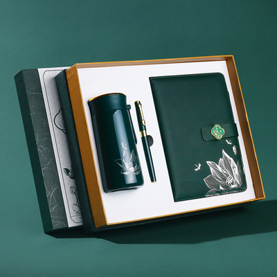 Ensemble cadeau d'affaires imprimé en couleur Bloc-notes Coupe isolante et stylo pour logo personnalisé