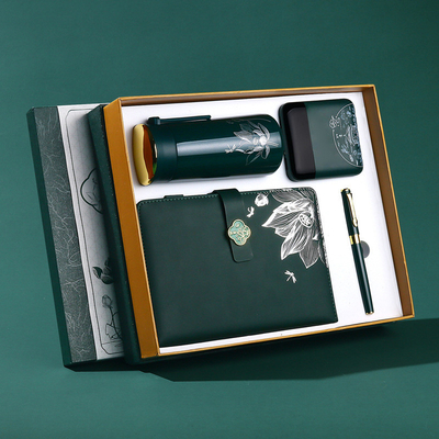 Ensemble cadeau d'affaires imprimé en couleur Bloc-notes Coupe isolante et stylo pour logo personnalisé